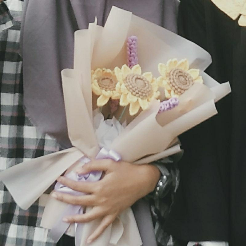 BUNGA RAJUT | BUNGA MATAHARI RAJUT