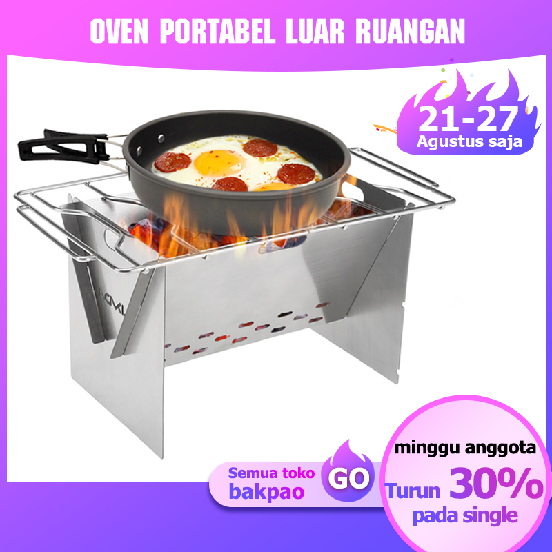panggangan arang Alat Panggang Arang BBQ Outdoor Grill Stove Foldable Pemnaggang Besar Lipat Berdiri
