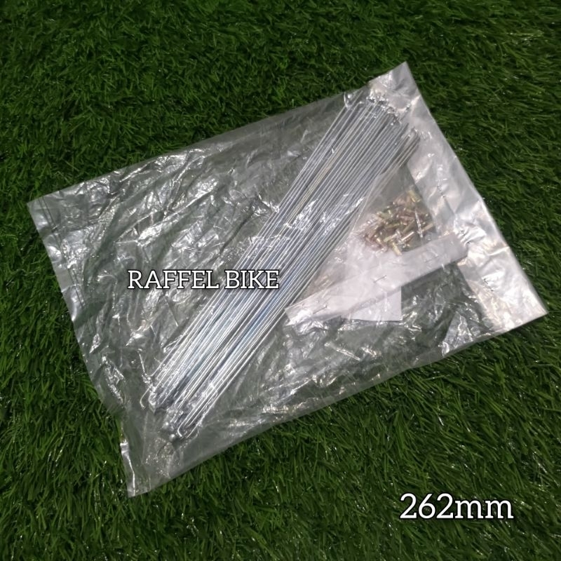 Termurah. Jari-jari 262mm silver. Jari-jari velg 26. Jari-jari velg 700c untuk lebar 4-5cm