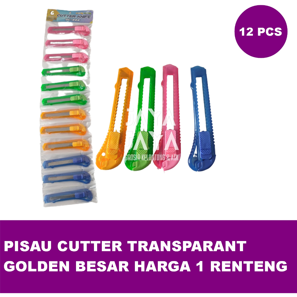 

PISAU CUTTER TRANSPARANT GOLDEN BESAR HARGA 1 RENTENG