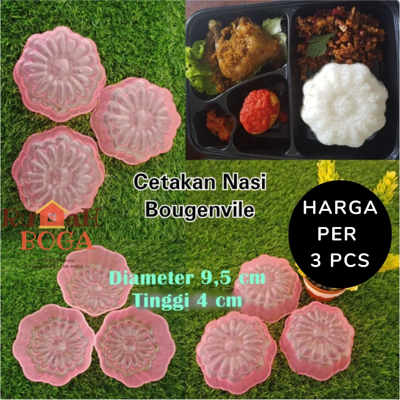 Cetakan Nasi Makanan Kue Apem Kukus Bento Mini Bunga Bougenville Plastik