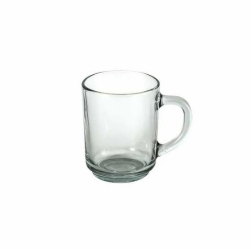 Gelas kaca Kopi Gagang/ Gelas/ Cangkir kopi Bening Tebal Merk Kim Glass /Migi isi 6 pcs ( Gosen only