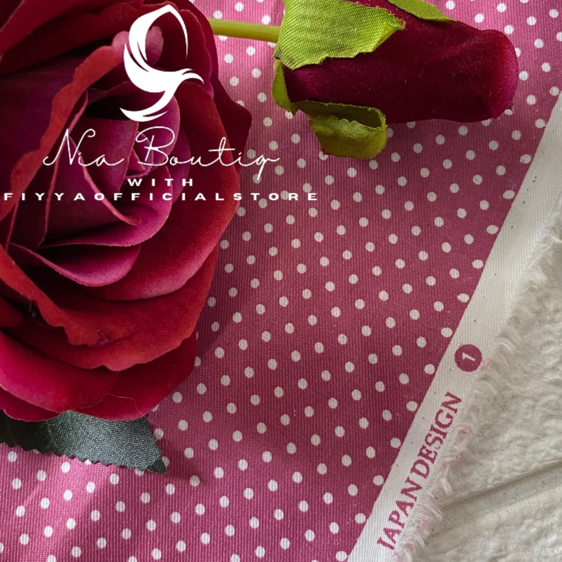 Kain katun jepang japan design ori polkadot kecil bahan gamis