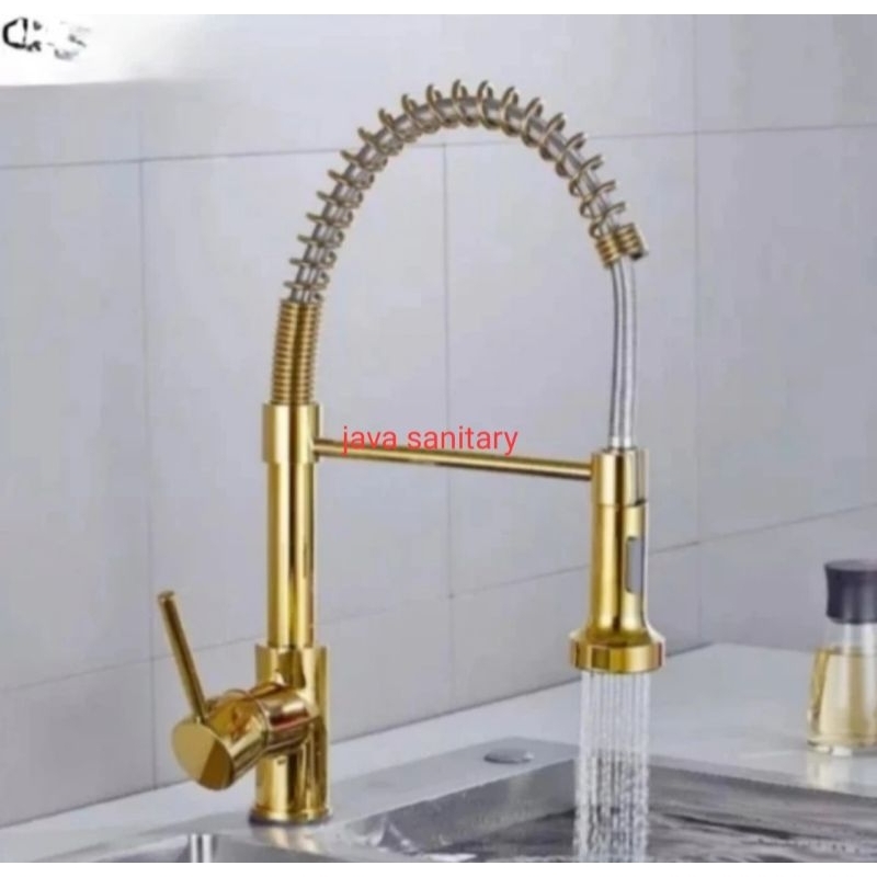 Kran Dapur Sink Pantry Panas Dingin Gold Kran Dapur Klasik Gold