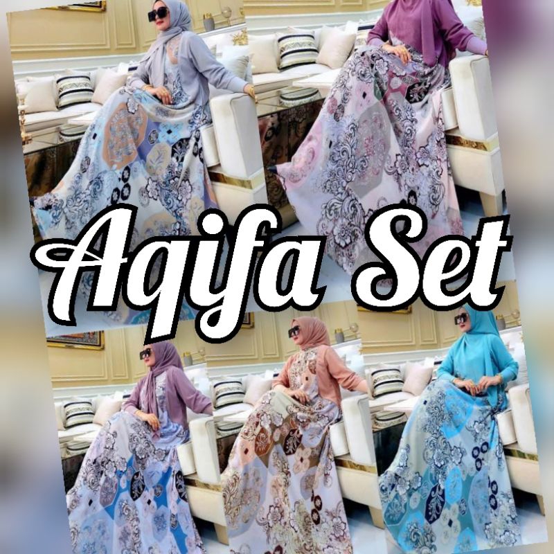 AQIFA SET By SAVNA | GAMIS SET HIJAB CERUTY MOTIF KEKINIAN