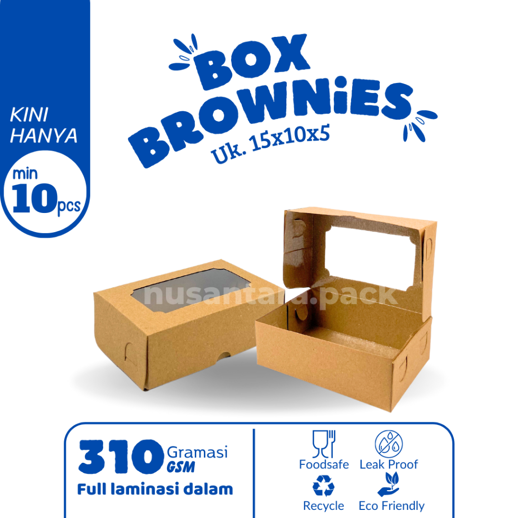 

Box Brownies Kotak Kue Bolen Snack Kraft Coklat Jendela 15x10x5