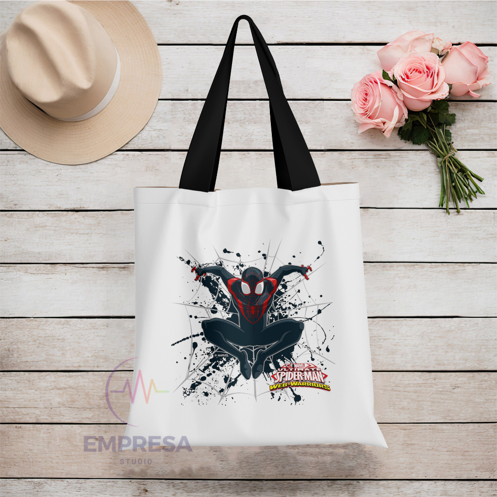 Ultimate SpiderMan Miles Morales Splatter Canvas Polyester Tote Bag