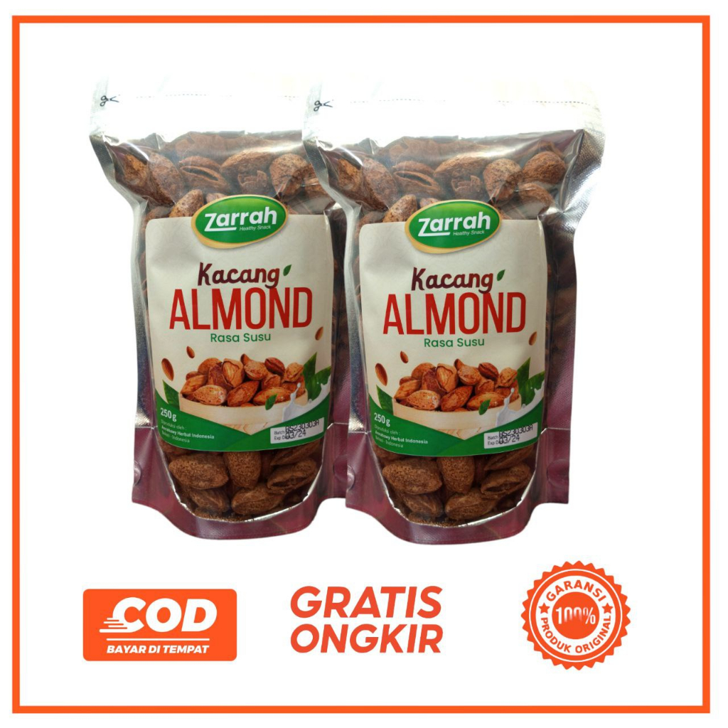 

Kacang Almond Panggang Kulit Susu Roasted Shell 250 gr Zarrah