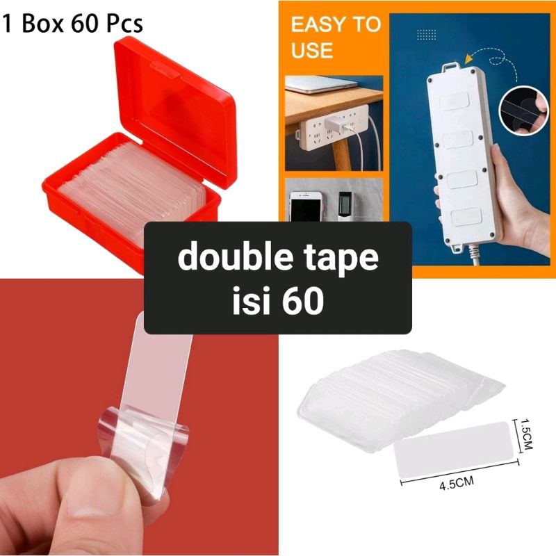 

Double Tape Isi 60Pcs Box Mini Selotip Bening Transparan Ajaib 2 Sisi Serbaguna