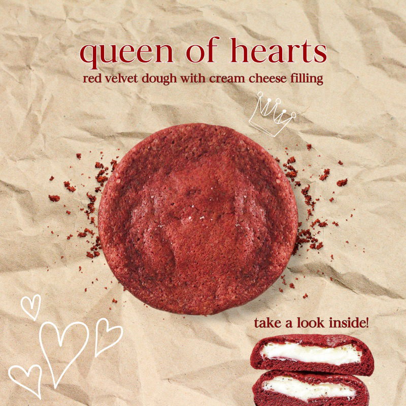 

Red Velvet Cream Cheese Cookies (Queen of Hearts) isi 2/4/6