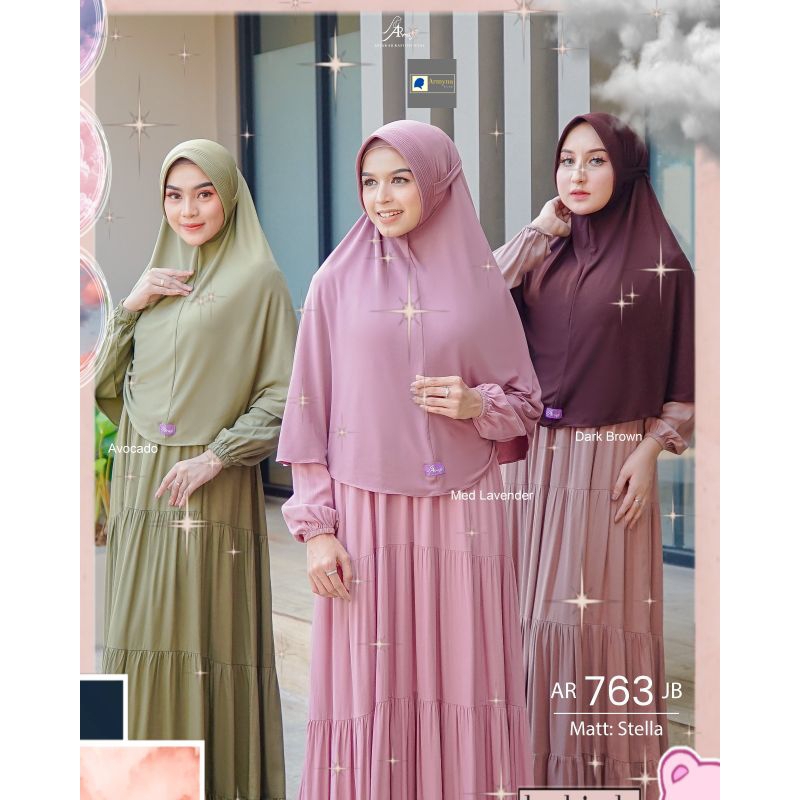 Hijab ARRAFI Instan AR 763 JB Bergo Tali Stella Premium Polos Pet Antem