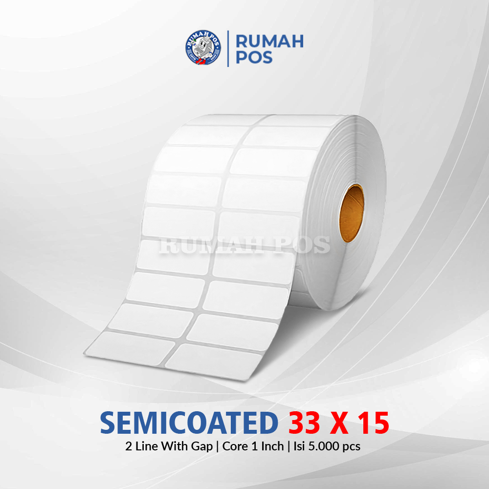 

Label Stiker Barcode SEMICOATED 33x15mm Core Kecil Isi 5000 pcs