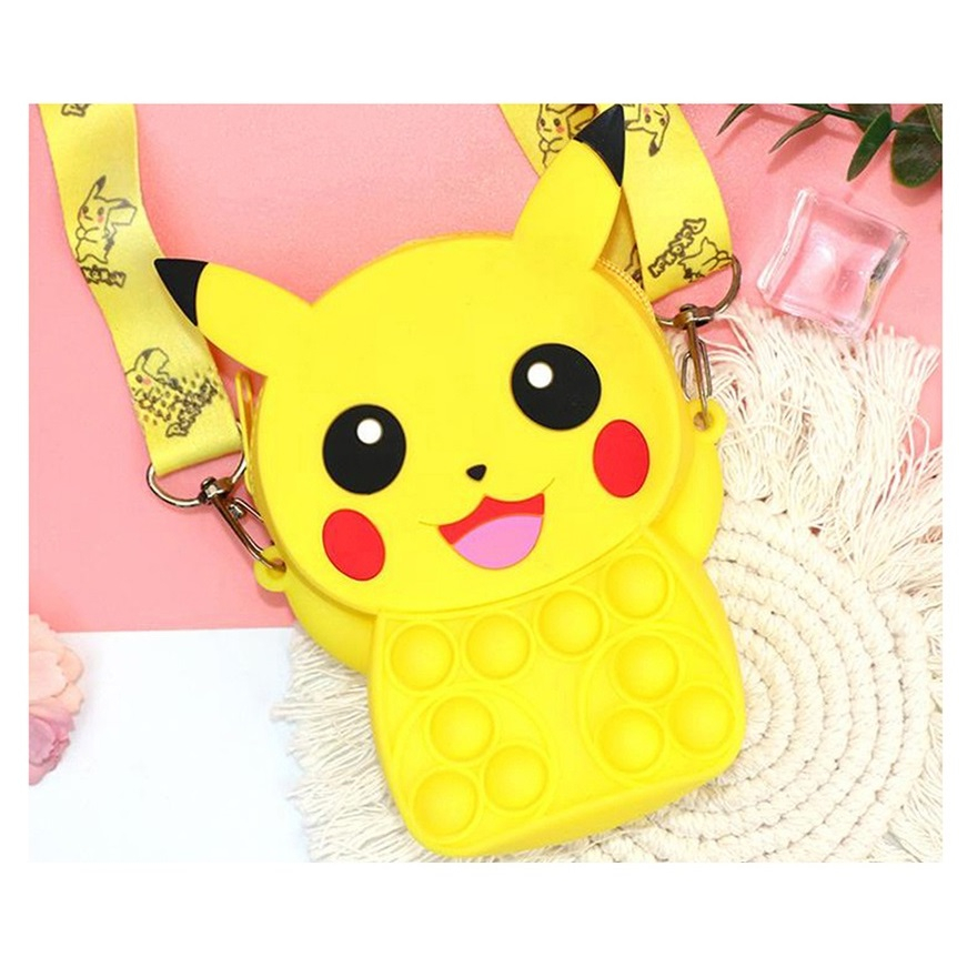 TAS POP IT ANAK TAS SELEMPANG POP IT TEDDY BEAR / PIKACHU / HAPPY CAT