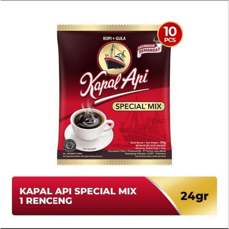 

Kapal Api Special Mix Kopi Instan 24 g [10 Sachet/ 1 Renceng]