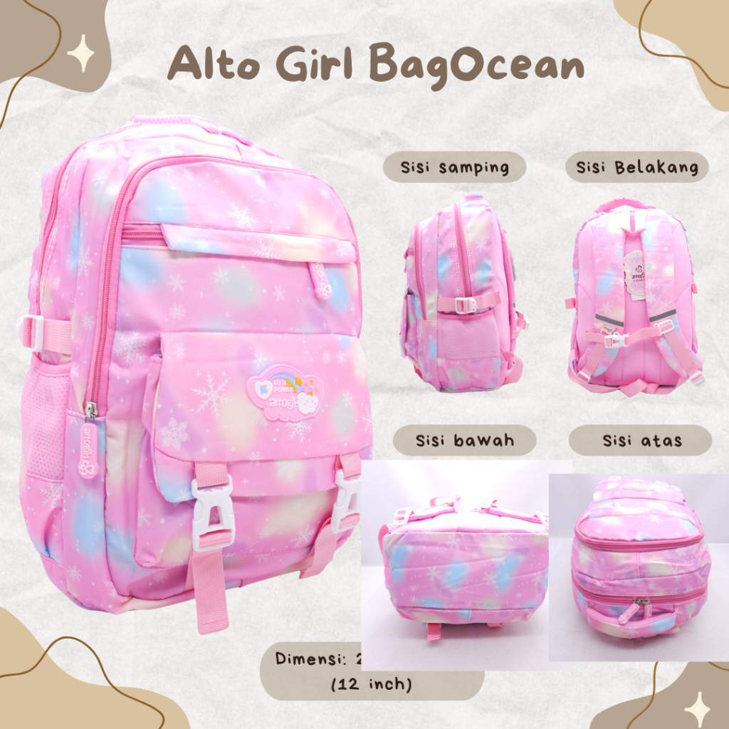 TAS ALTO GIRL PREMIUM MOTIF RAINBOW FULL JAS HUJAN TAS COLORFULL BANYAK MODEL 4 RUANG 18 INCHI / RAN