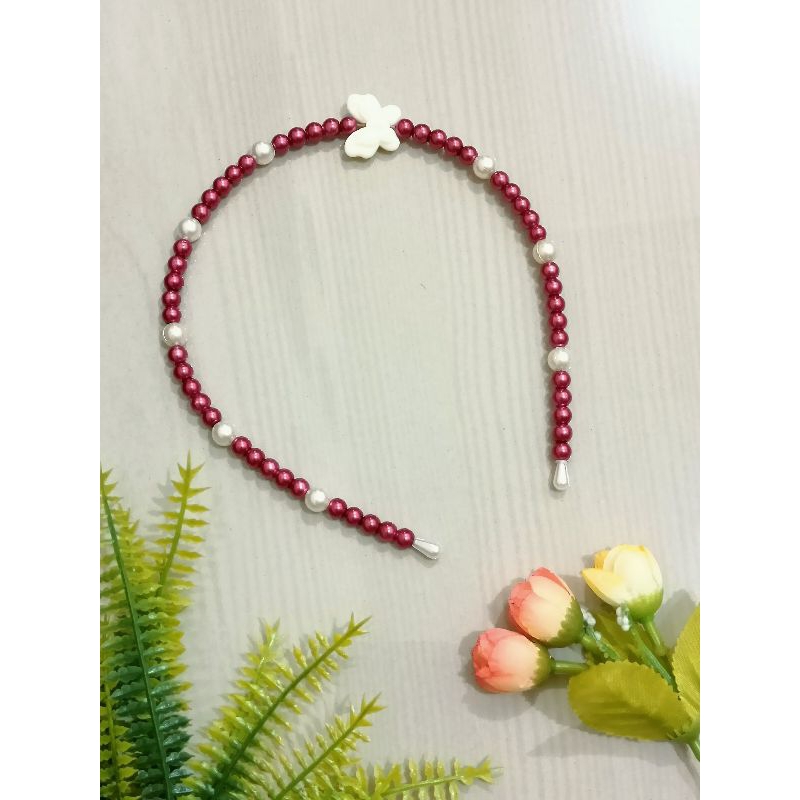 bando mutiara merah putih || bando mutiara custom || bando tema kemerdekaan || bando hijab merah put