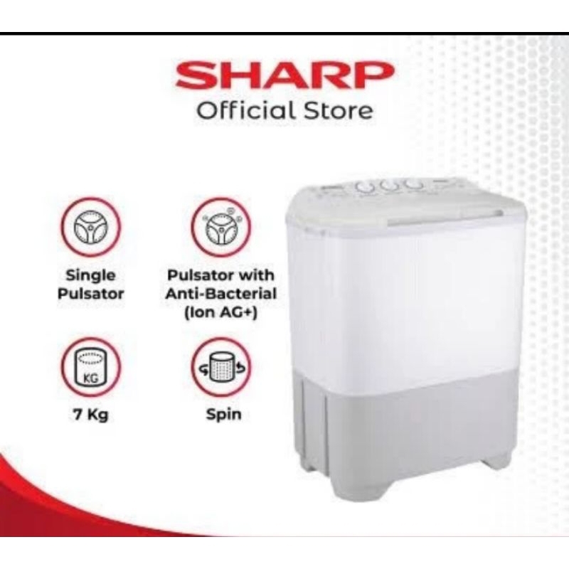 Mesin Cuci Sharp 2tabung 7kg EST-80MW / 80MW