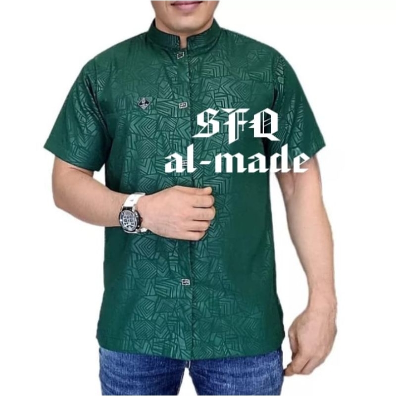 Baju Atasan Pria Lengan PENDEK Kancing Jepret Baju Muslimin Koko Embos Dewasa s-xxl