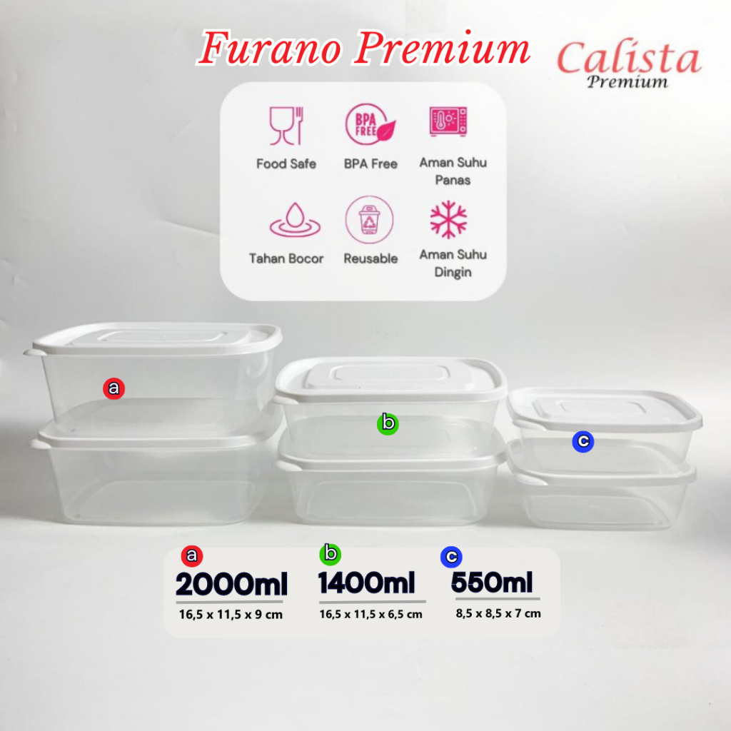 TOPLES PLASTIK BENING SET CALISTA FURANO PREMIUM WADAH PENYIMPANAN BUMBU KULKAS FOOD CONTAINER/CALIS