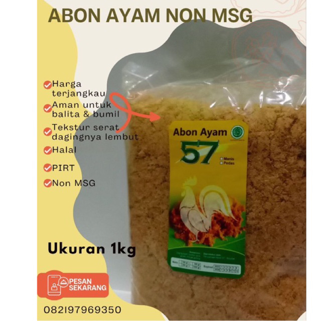 

abon ayam 1 kg Non MSG| abon sapi asli | abon bayi | penambah nafsu makan anak | abon cipung| abon MPASI