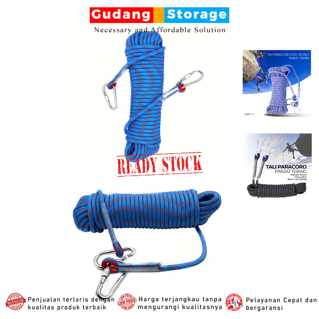 [PROMO] Tali Panjat Tebing Tali Paracord 10 Meter Panjang Tebing Climbing Rope Tali Panjat Tebing Pa