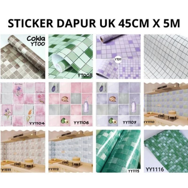 Wallpaper Stiker Dinding Dapur dan Kamar Mandi Ukuran 45cm x 5m
