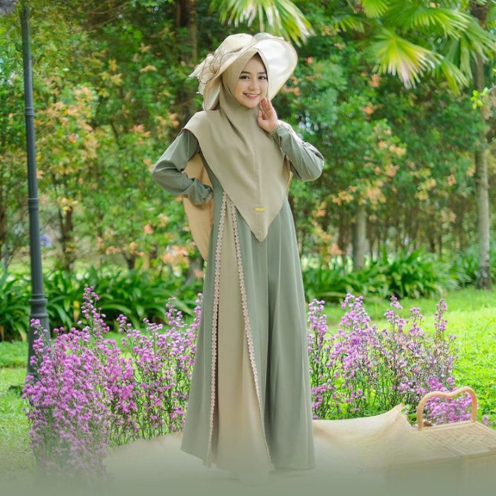 BAJU GAMIS SYARI TERBARU NASHWA SET HIJAB FASHION GAMIS MUSLIM PEREMPUAN KEKINIAN GAMIS LEBARAN