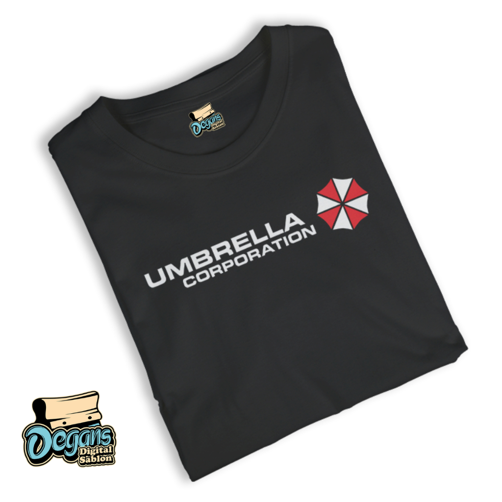 Kaos T Shirt Baju Distro Gaming Resident Evil Umbrella Corporation Cotton Combed 24s Premium