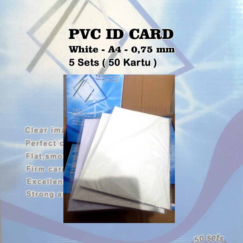 

Kertas PVC bahan ID Card Instan A4 isi 5 sets (50 kartu)