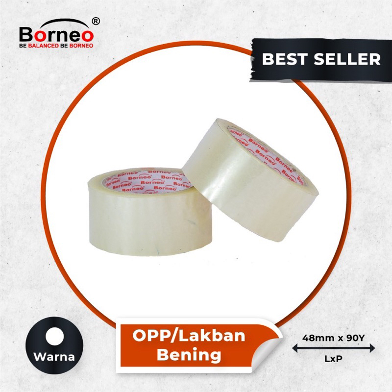

Lakban Borneo OPP tape / Lakban Core Orange Bening / Coklat 48mm x 90 yard