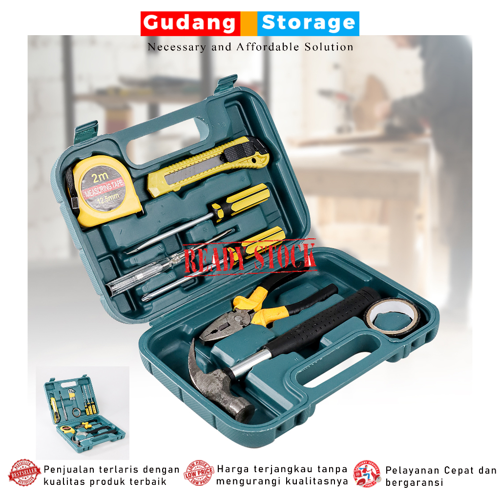 [PROMO] Set Perkakas Palu dan Tang Alat Set Perkakas Palu Tang Obeng Kunci Pas Cutter - Yellow