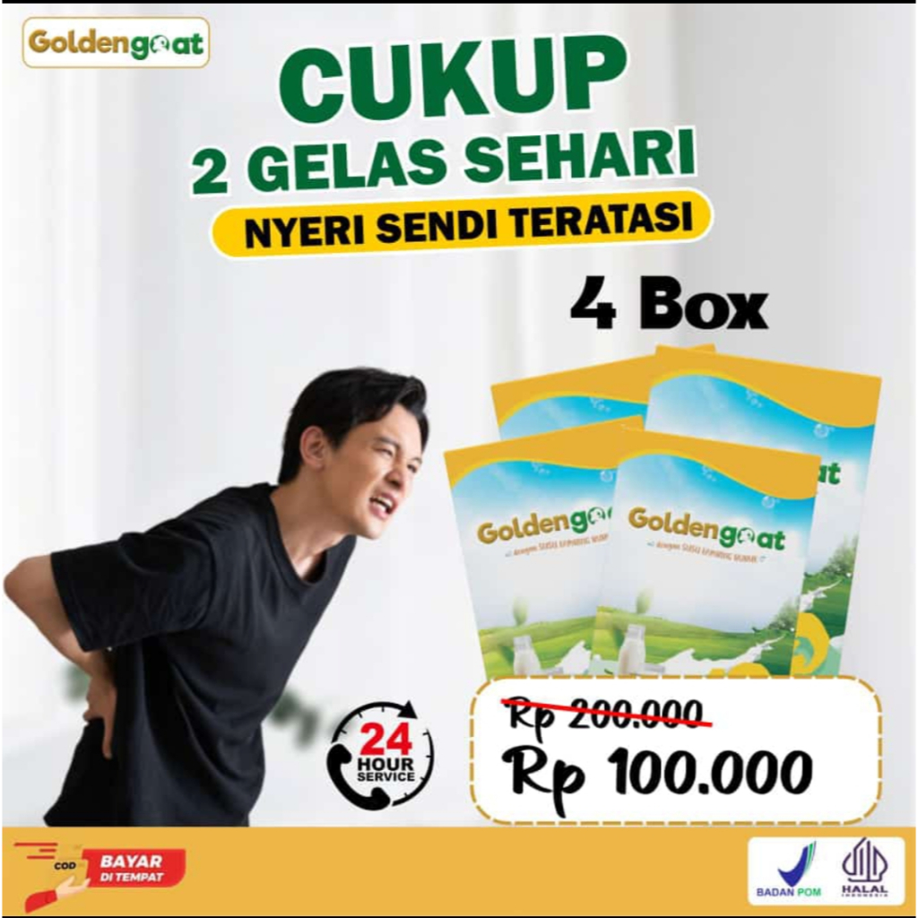 

[Paket 4 Box] Susu golden goat susu kambing etawa bubuk solusi atasi masalah pernafasan - nyeri sendi - nyeri tulang - BPOM HALAL