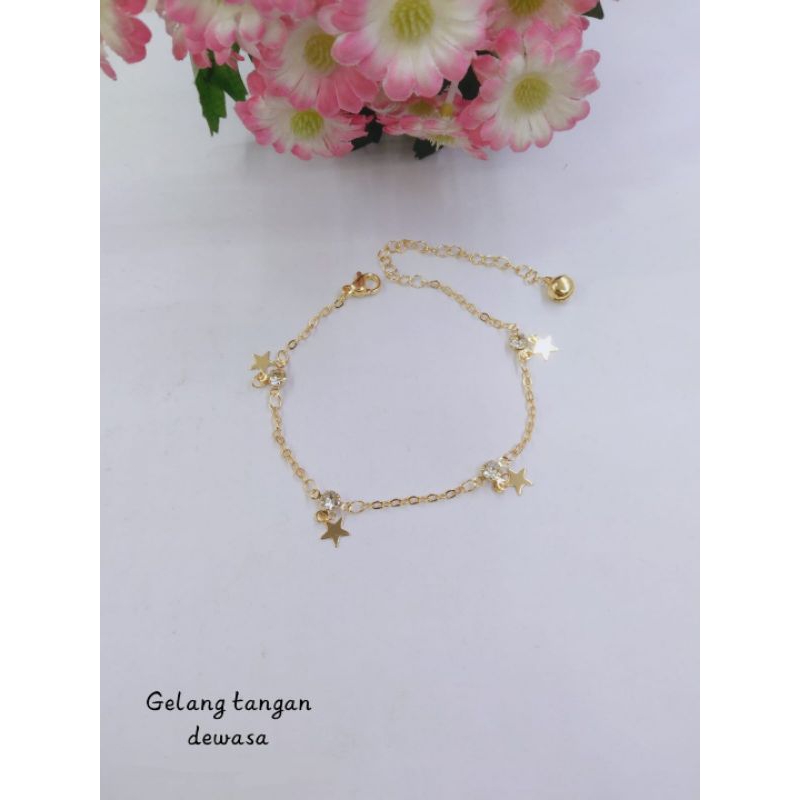 gelang titanium liontin bintang gold