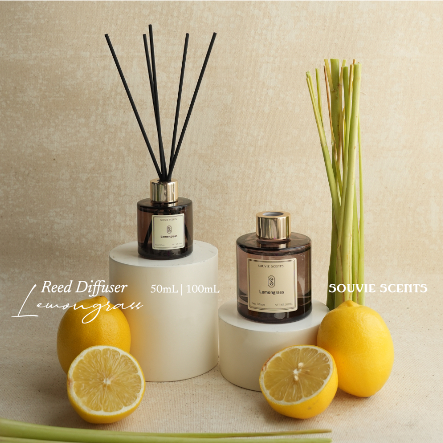 Reed Diffuser Set | Lemongrass Aromaterapi Pengharum Ruangan 120mL  50mL - Souvie Scents