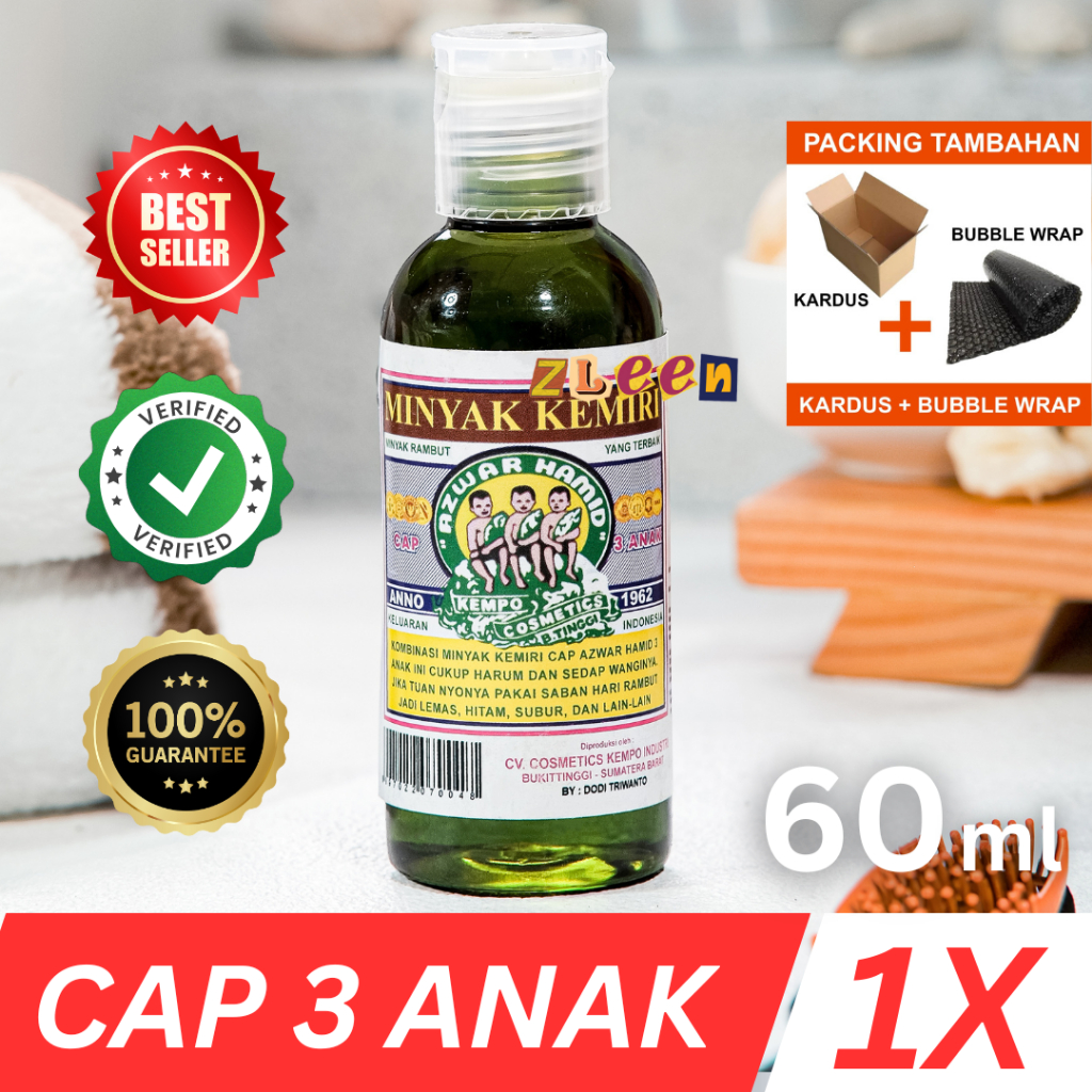 Minyak Kemiri Cap 3 Anak CKI Asli Minyak Rambut Cap Tiga Anak Original 60 ml