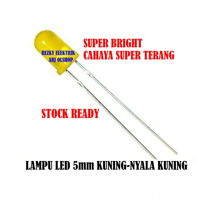 LED 5mm SUPER BRIGHT YELLOW KUNING DIFFUSED/ LED 5mm KUNING/ LED KUNING 5mm/ Lampu LED 5mm KUNING