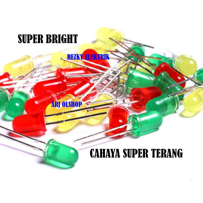 LED WARNA MERAH KUNING HIJAU 5mm/LED 5mm MERAH KUNING HIJAU