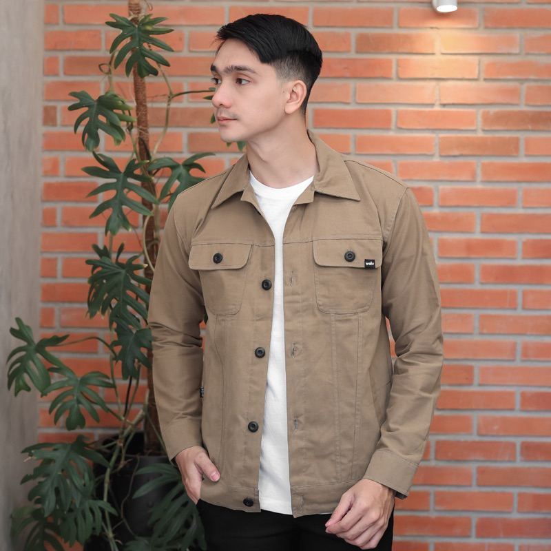 WOLV ORIGINAL Kemeja Trucker Canvas - Jacket Trucker Canvas Cream