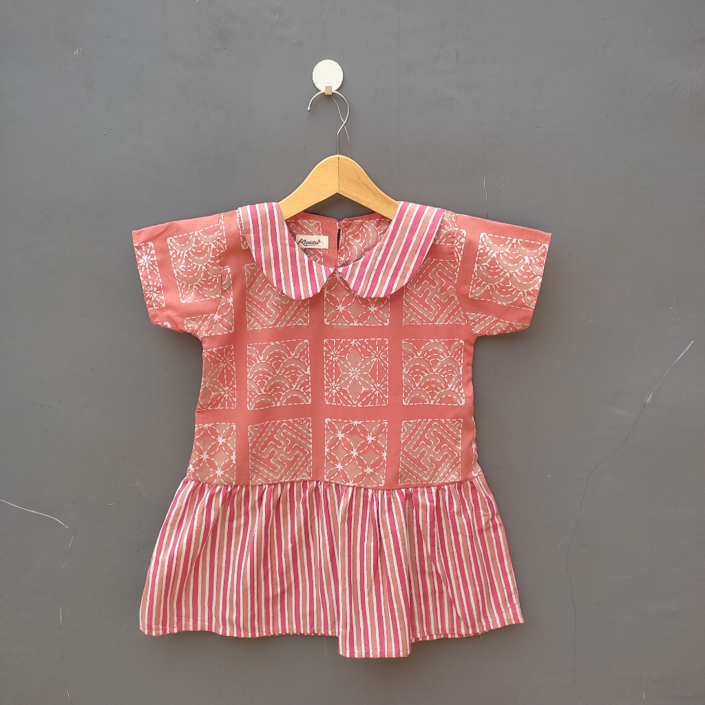 DRESS BAJU BATIK ANAK PEREMPUAN MOTIF KOMBINASI