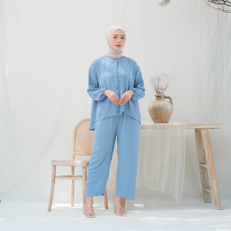 Feminia one set cringkel airflow busui friendly-one set wanita daily-setelan/SETELAN WANITA JUMBO