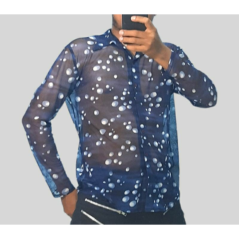 A.and Fashion polkadot mesh shirt not jean paul gaultier