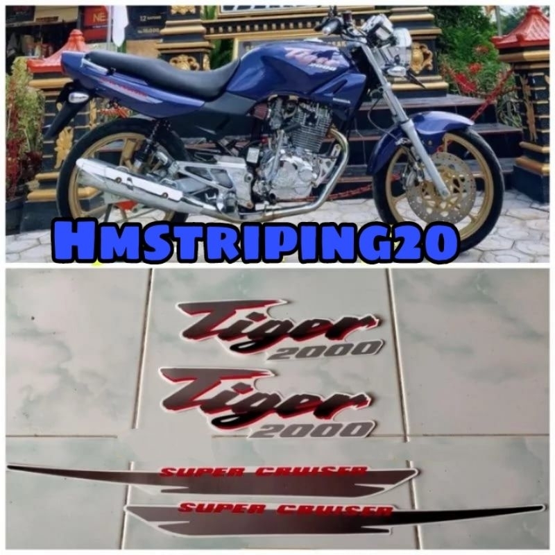 STRIPING STIKER HONDA TIGER 2000 BIRU LIS SILVER | TILAS BIRU
