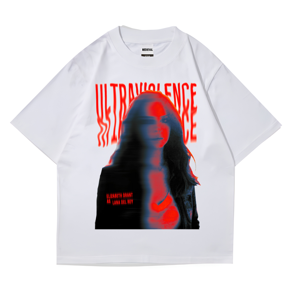 KAOS BAJU LANA DEL REY WHITE VINTAGE | T-SHIRT OVERSIZE PUTIH BOOTLEG | ULTRAVIOLENCE ELIZABETH | RA