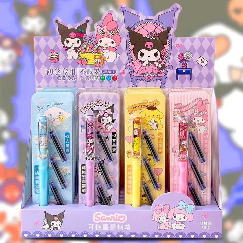 

fountain pen Sanrio/pulpen sanrio free tinta 3 pcs/pulpen anak sekolah motif kartun jepang pulpen sanrio cinnamorol melody kuromi pompurin