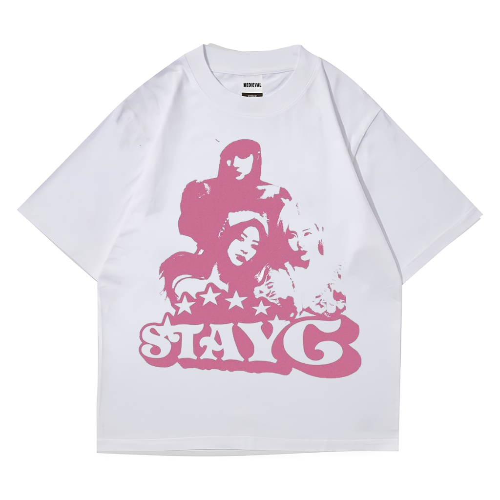 KAOS BAJU STAYC Y2K GRUNGE | T-SHIRT WHITE VINTAGE OVERSIZE BOOTLEG | RAP TEE RAPPER | KPOP KOREA | 