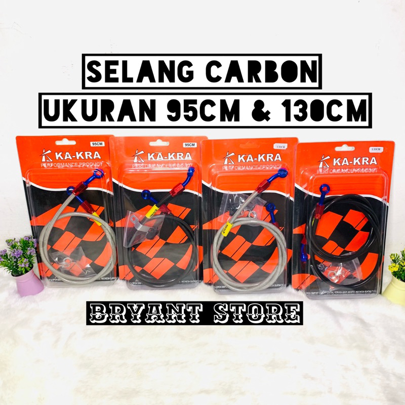 SELANG REM DEPAN BELAKANG CARBON DISC KAKRA UKURAN 95CM 130CM SELANG REM VARIASI DISK 95 CM 130 CM KARBON UNIVERSAL