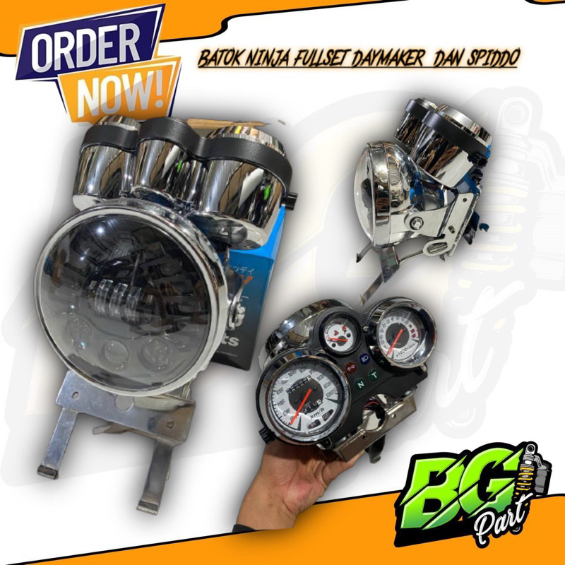 paket batok Lampu Depan Ninja SS batok ninja ss  head lamp ninja SS HMA bulat chrome KW super set da