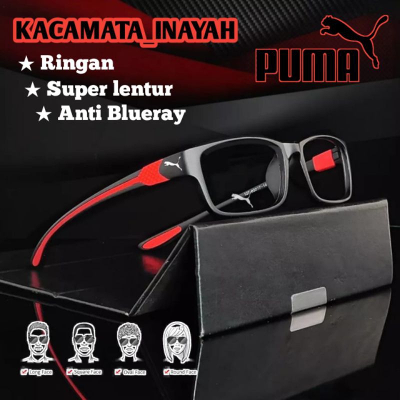 Kacamata Sport Kotak Pria Wanita TR-90 Bisa Minus Antiradiasi Blueray | Kacamata Sporty murah | kaca