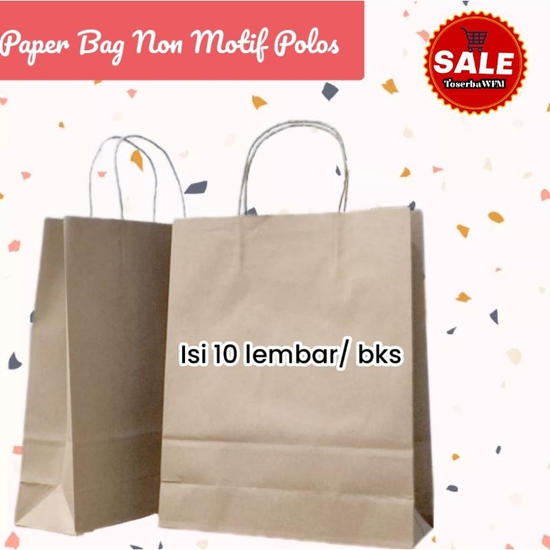 

Paper bag tas polos tanpa motif (1 Bks isi 10)