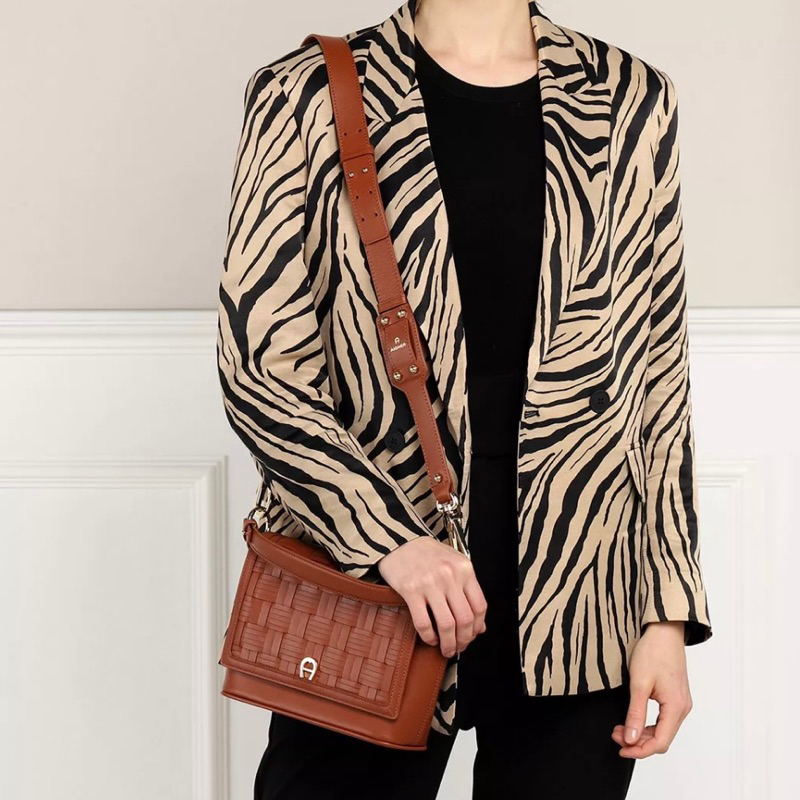 Original Aigner Tara Braided Leather Crossbody Bag